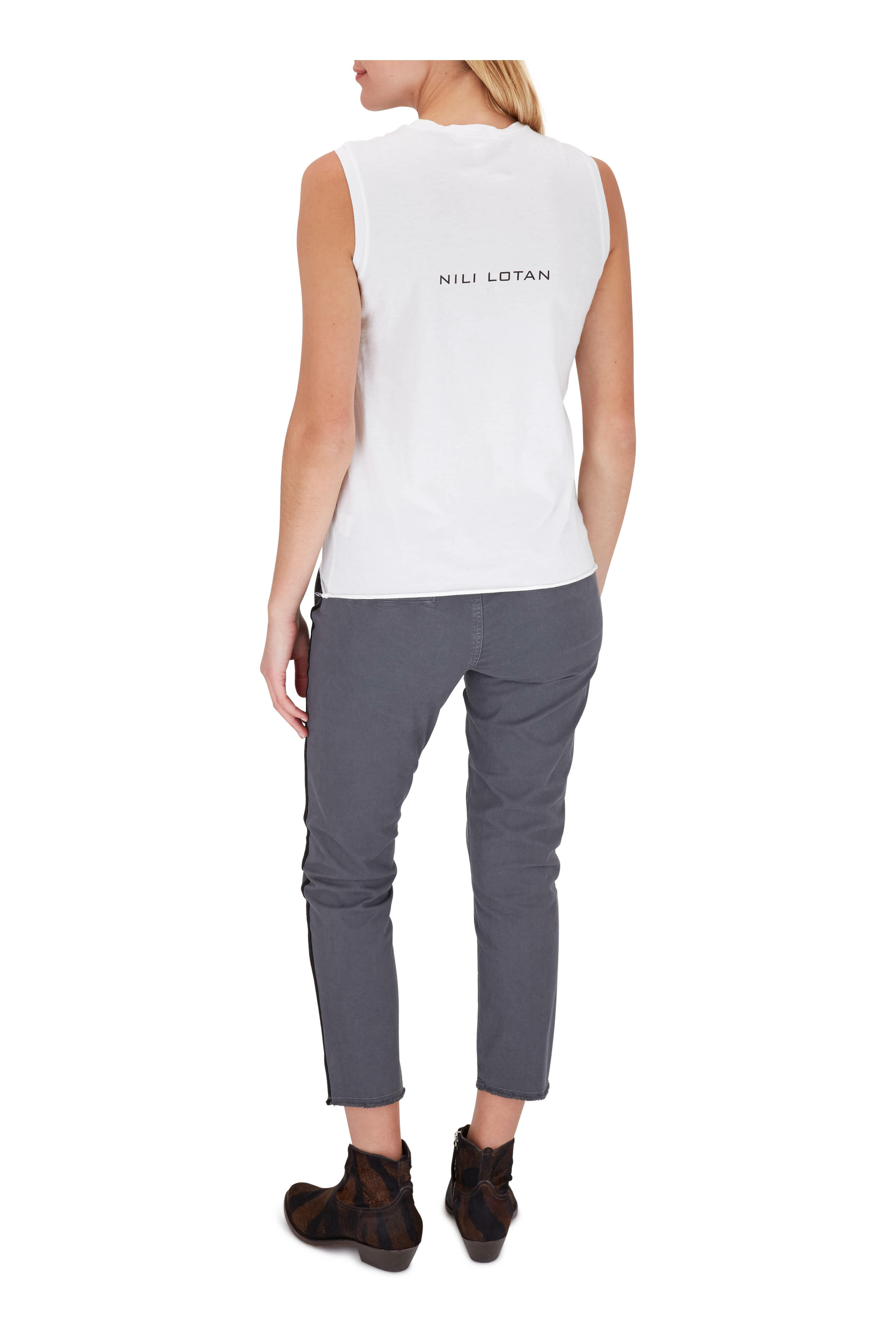 Nili Lotan - East Hampton Charcoal Side-Striped Pant