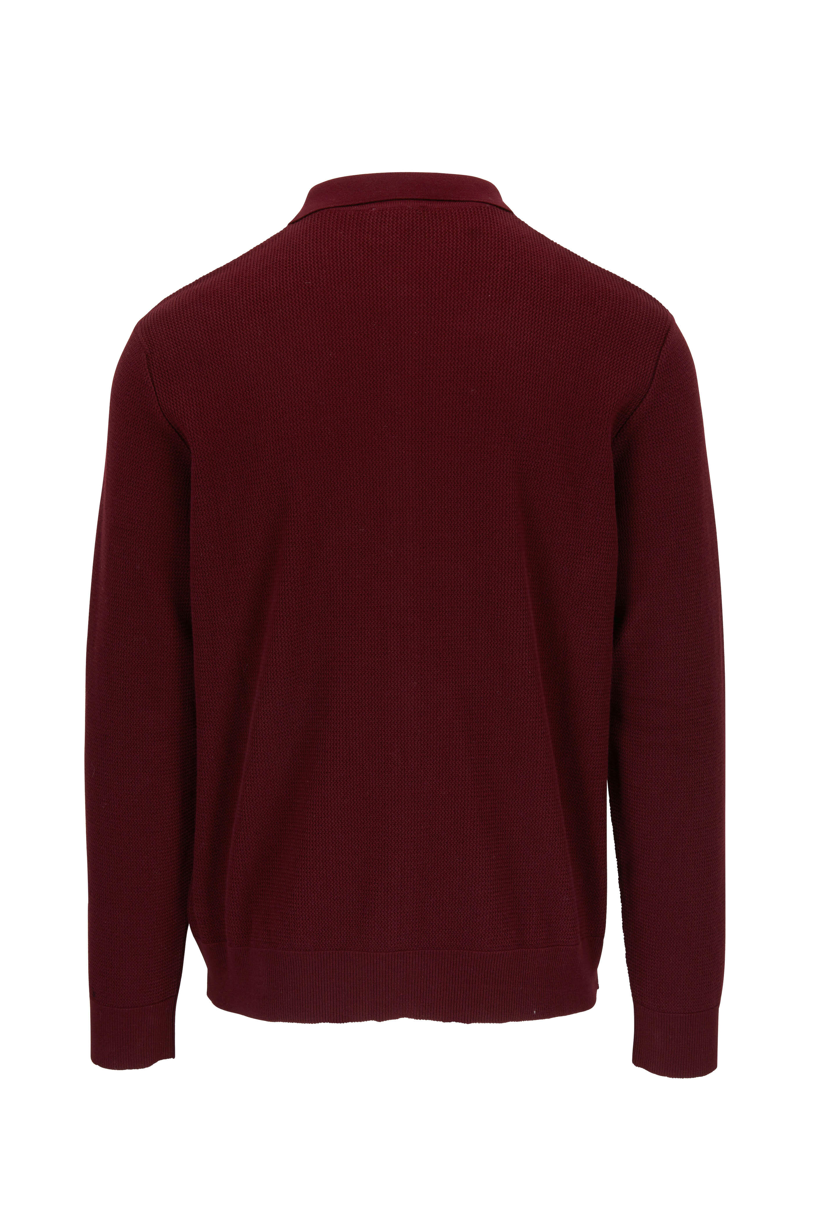Sunspel - Maroon Piqué Sweater Jacket