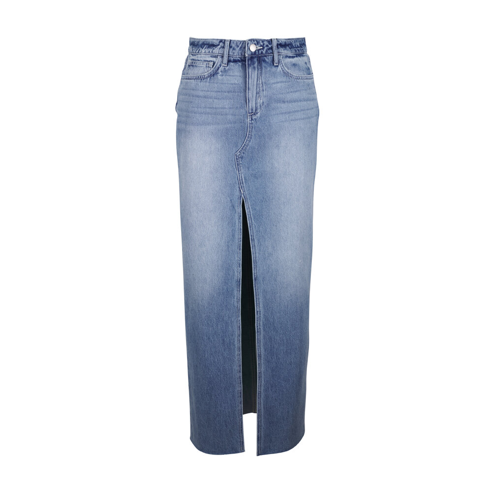 L'Agence - Rysa Denim Slit Front Maxi Skirt | Mitchell Stores