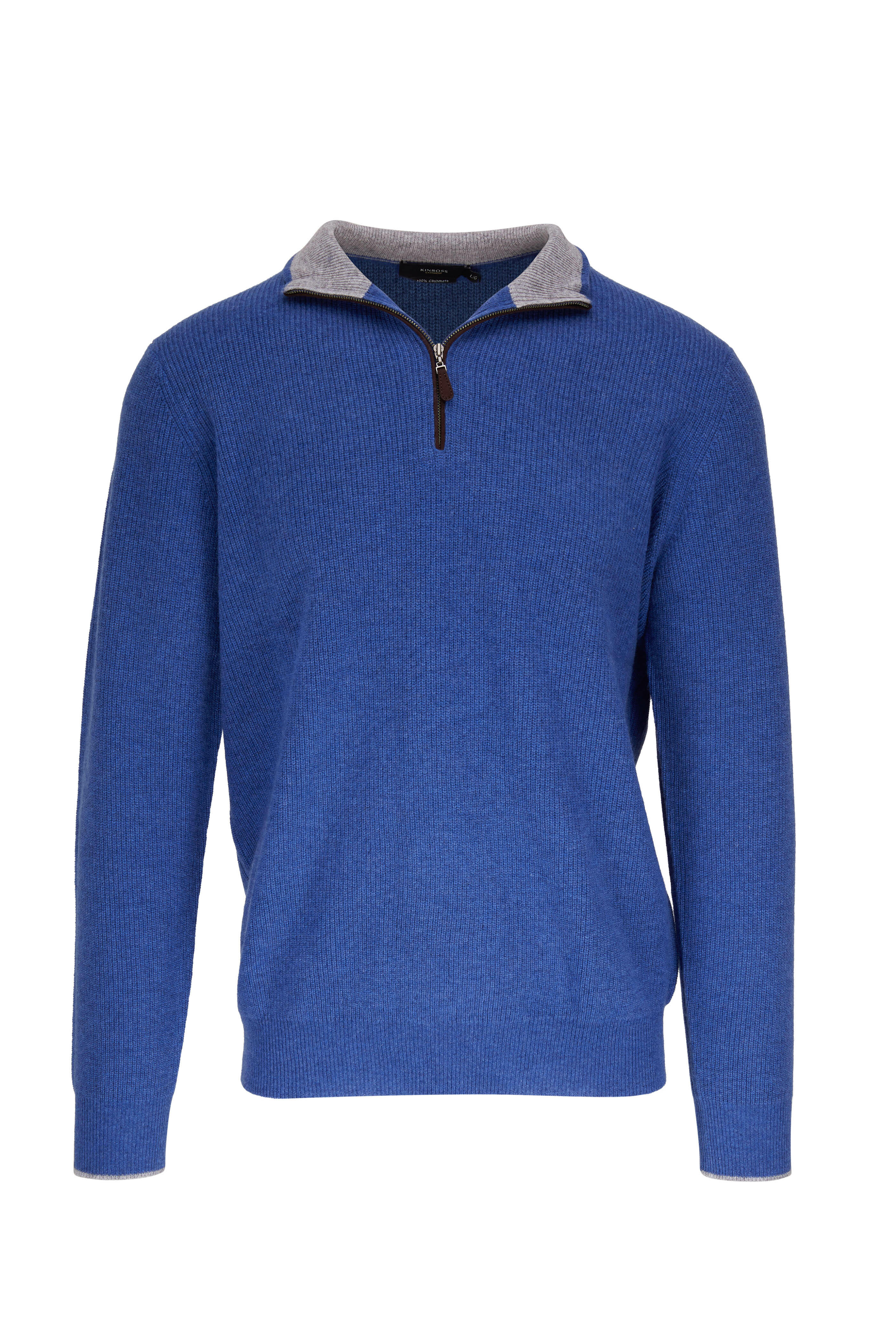 Kinross Indigo Cashmere Quarter Zip Pullover Mitchell Stores