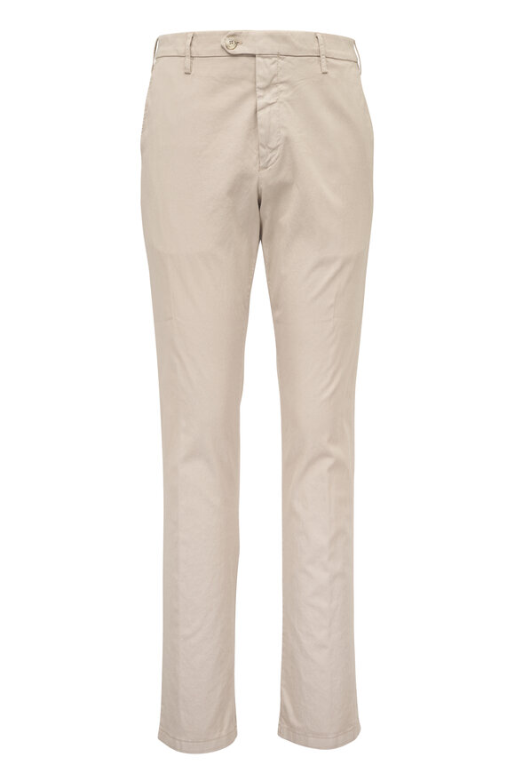 Canali Beige Twill Flat Front Pant
