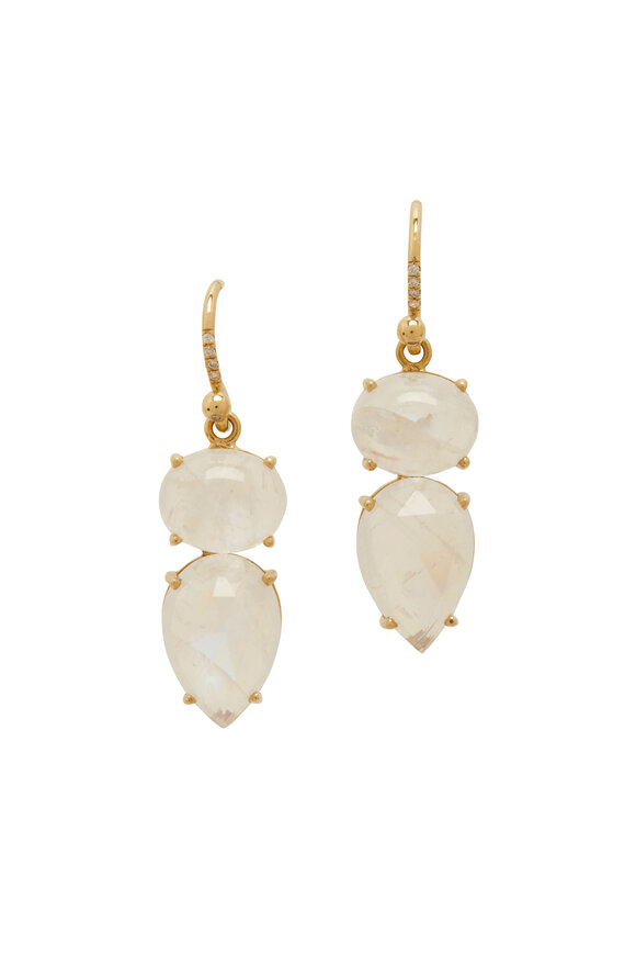 Irene Neuwirth - Rainbow Moonstone & Diamond Drop Earrings