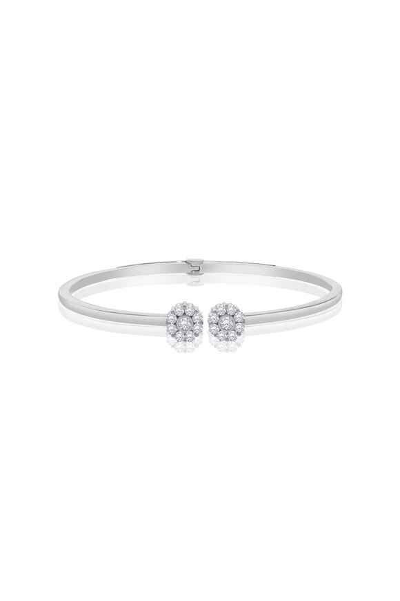 Hueb - Double Diamond Flower Bangle Bracelet