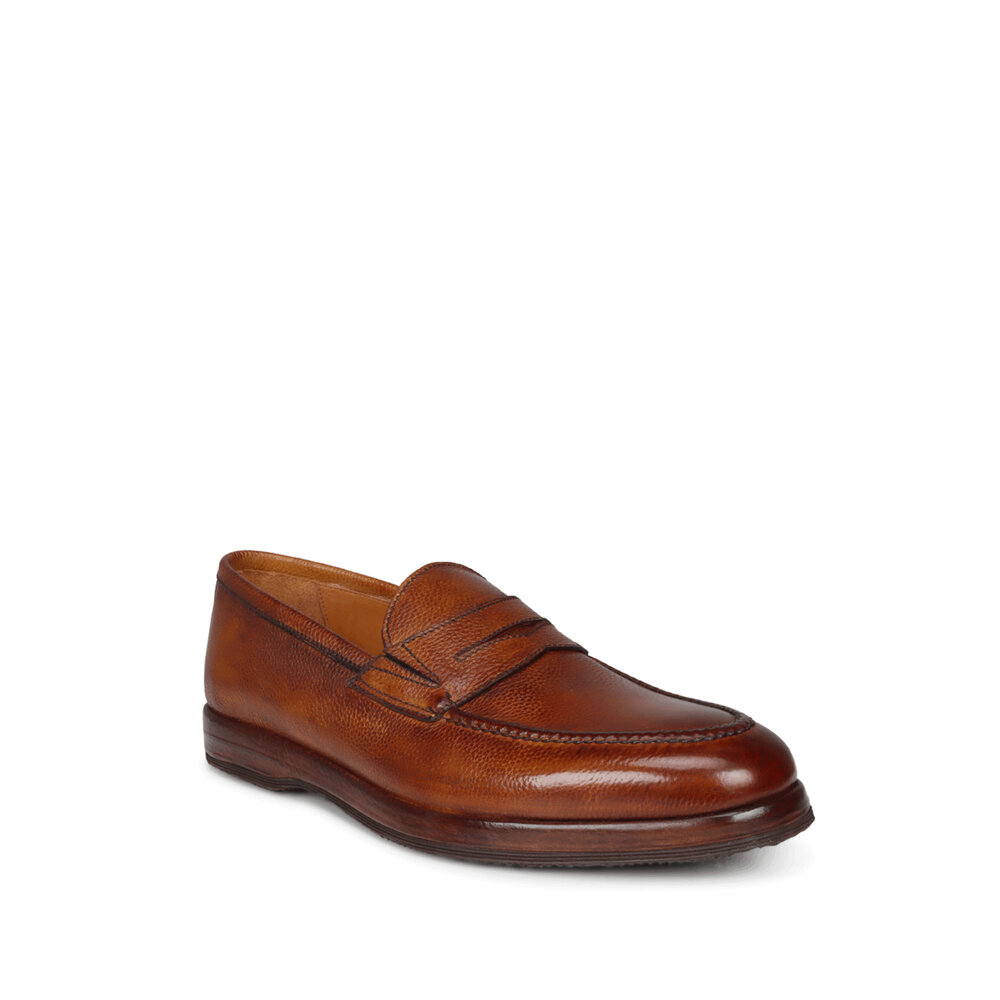 Bontoni - Leather Penny Loafer in Legno Chiaro | Mitchell Stores