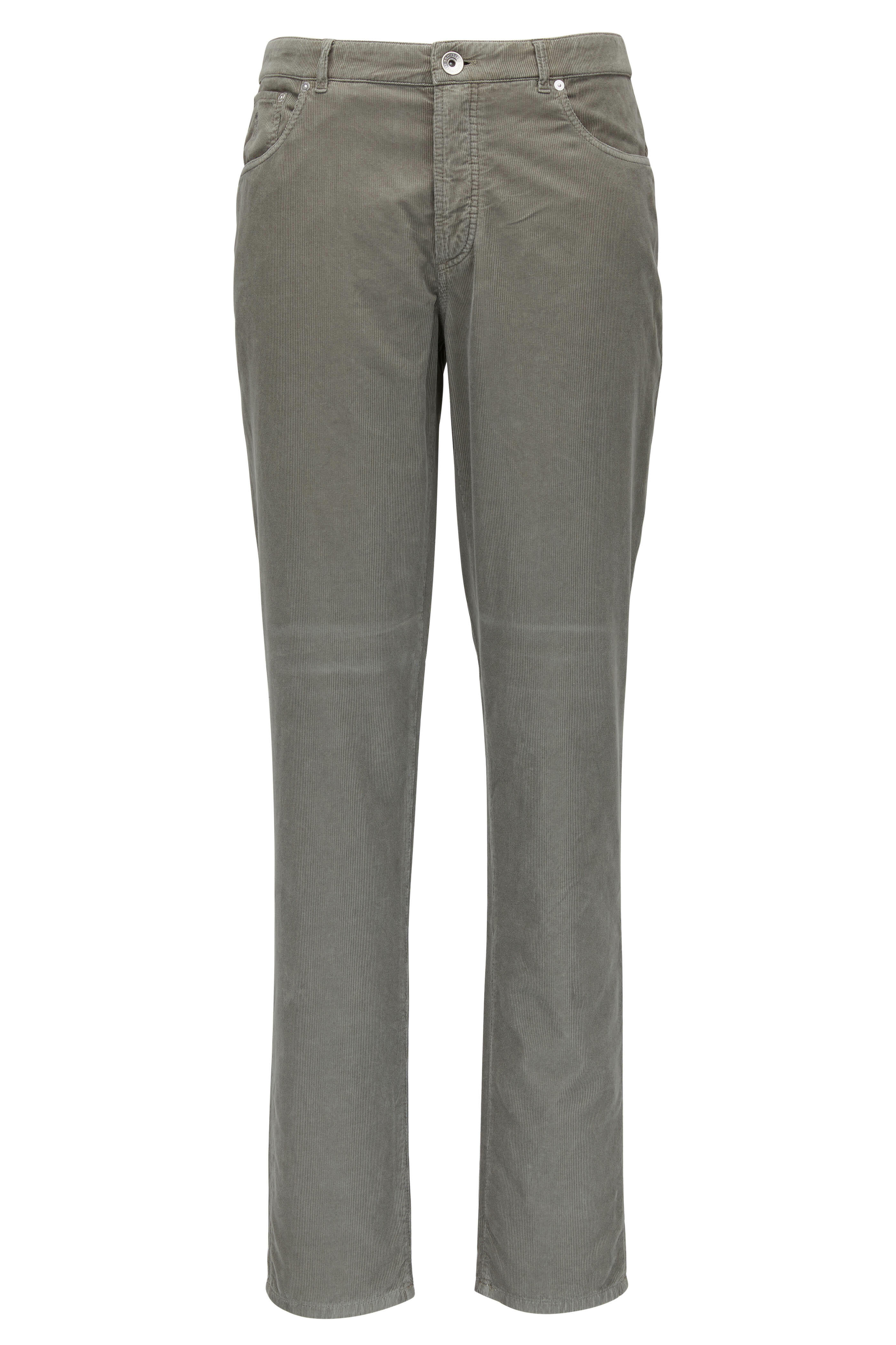 Brunello Cucinelli - Olive Corduroy Five Pocket Italian Fit Pant