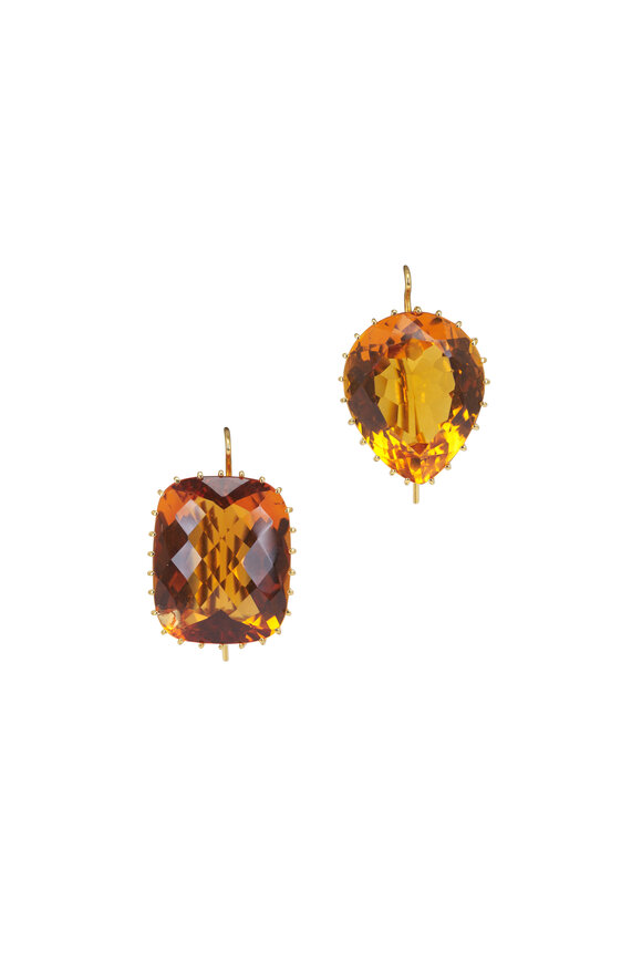 Renee Lewis 18k Yellow Gold Citrine Mismatched Earrings