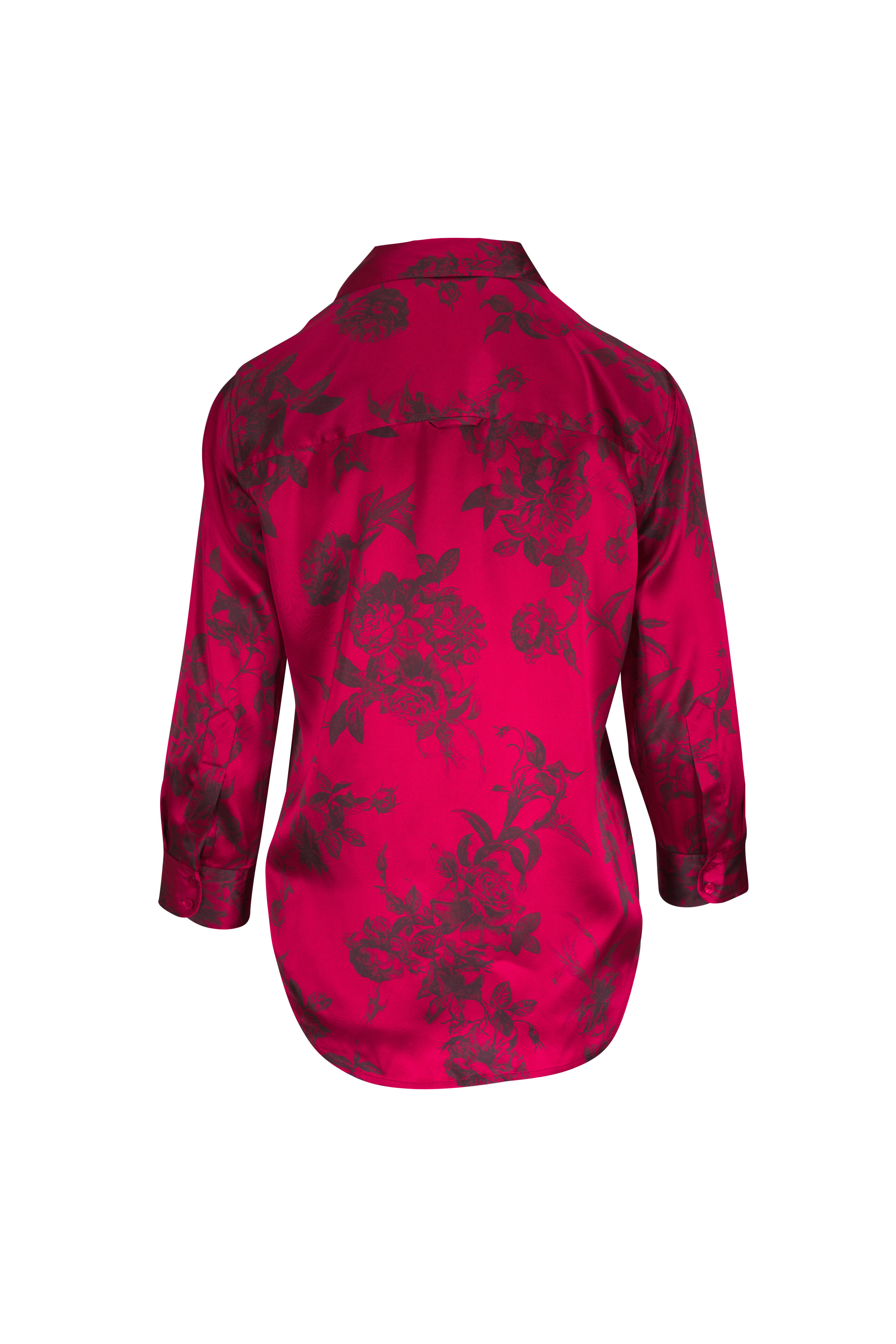 L'Agence - Dani Burgundy Painterly Floral Silk Blouse