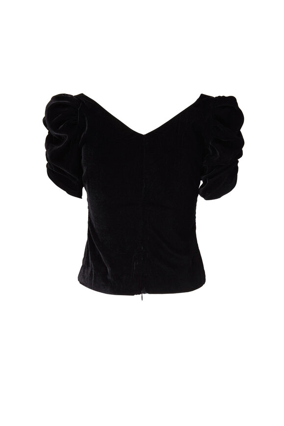 Frame - Noir Velvet Ruched Sleeve Top 