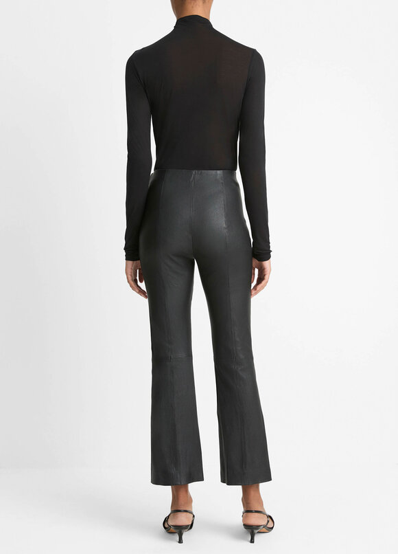 Vince - Black Stretch Leather Crop Flare Pant