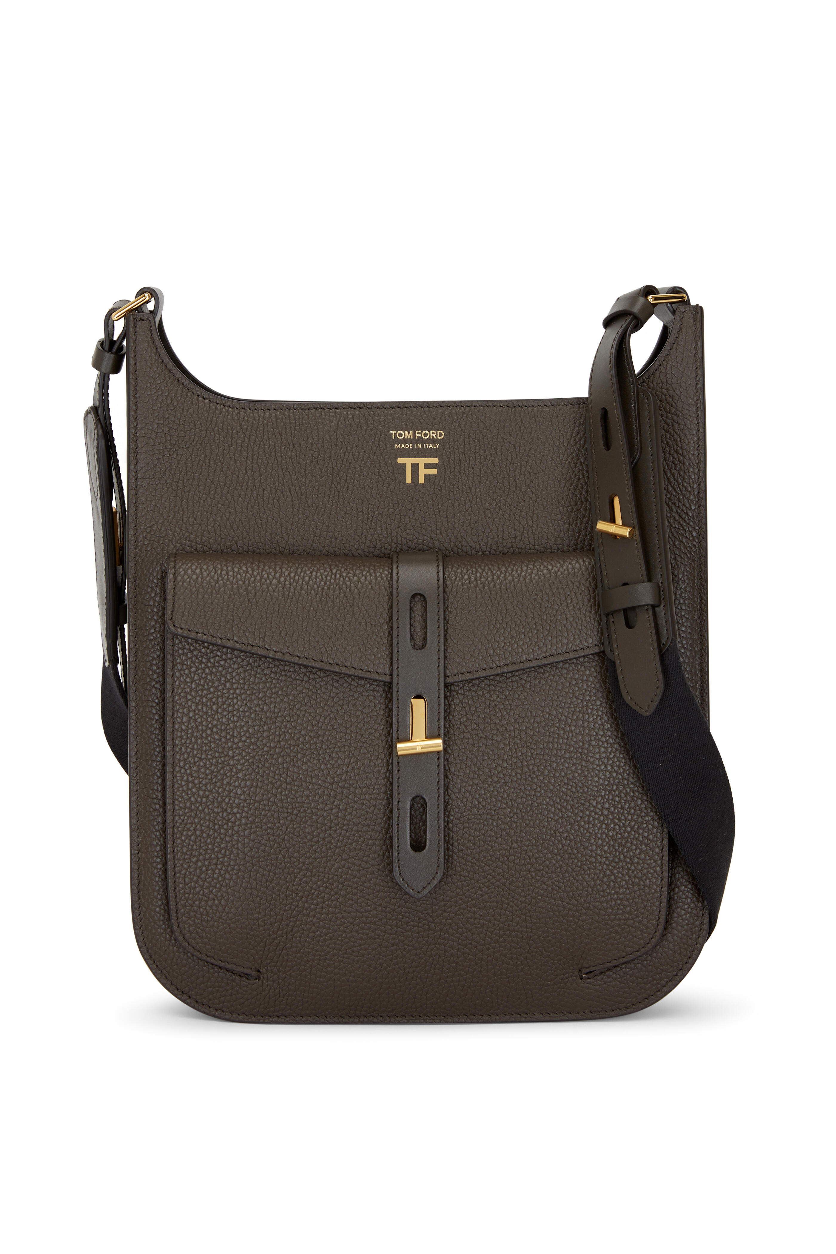 Tom Ford - T Twist Derby Green Leather Medium Crossbody Bag