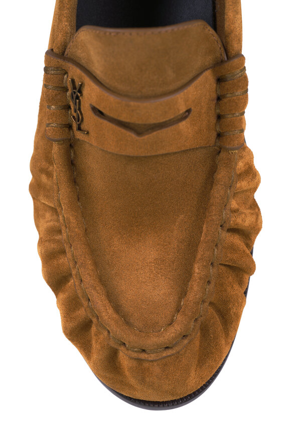 Saint Laurent Le Loafer Cuoio Suede Penny Slipper - view 6