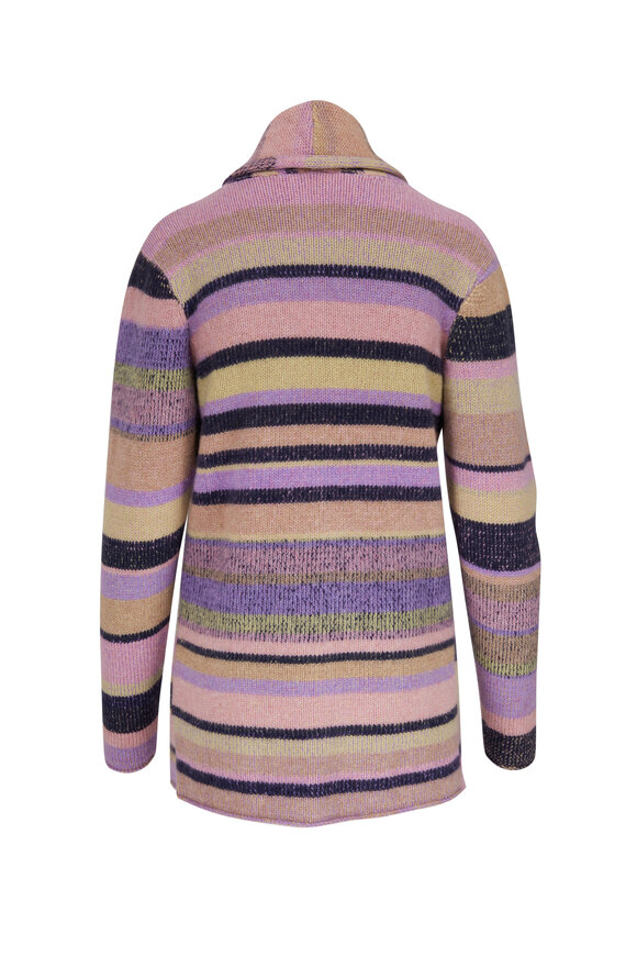 The Elder Statesman - Almond & Purple Stripe Cashmere Smoking Jacket