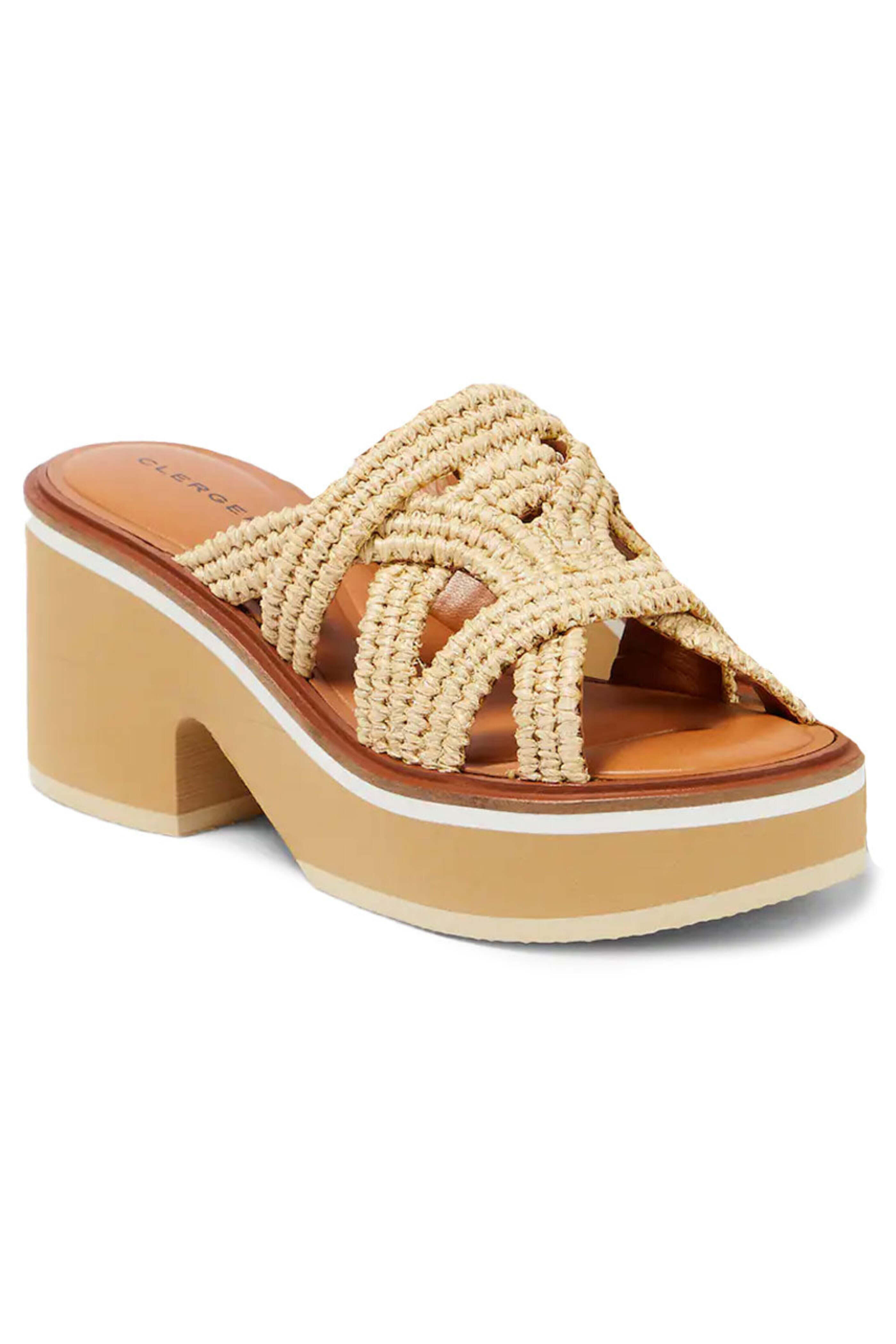 Robert Clergerie - Chermy Slip On Platform Sandals in Natural Raffia
