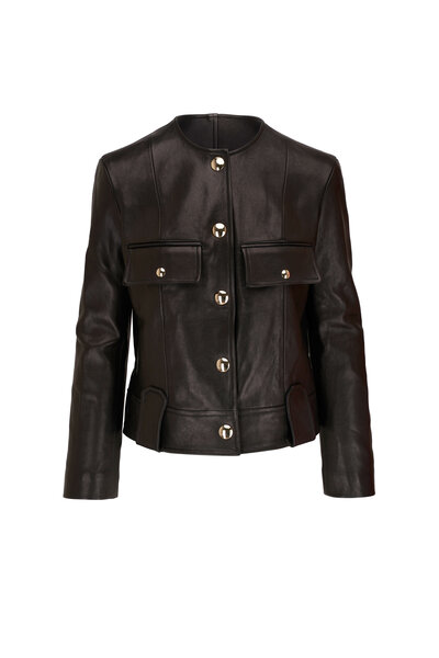 The Grizzo Jacket in Black Leather with Grommets– KHAITE