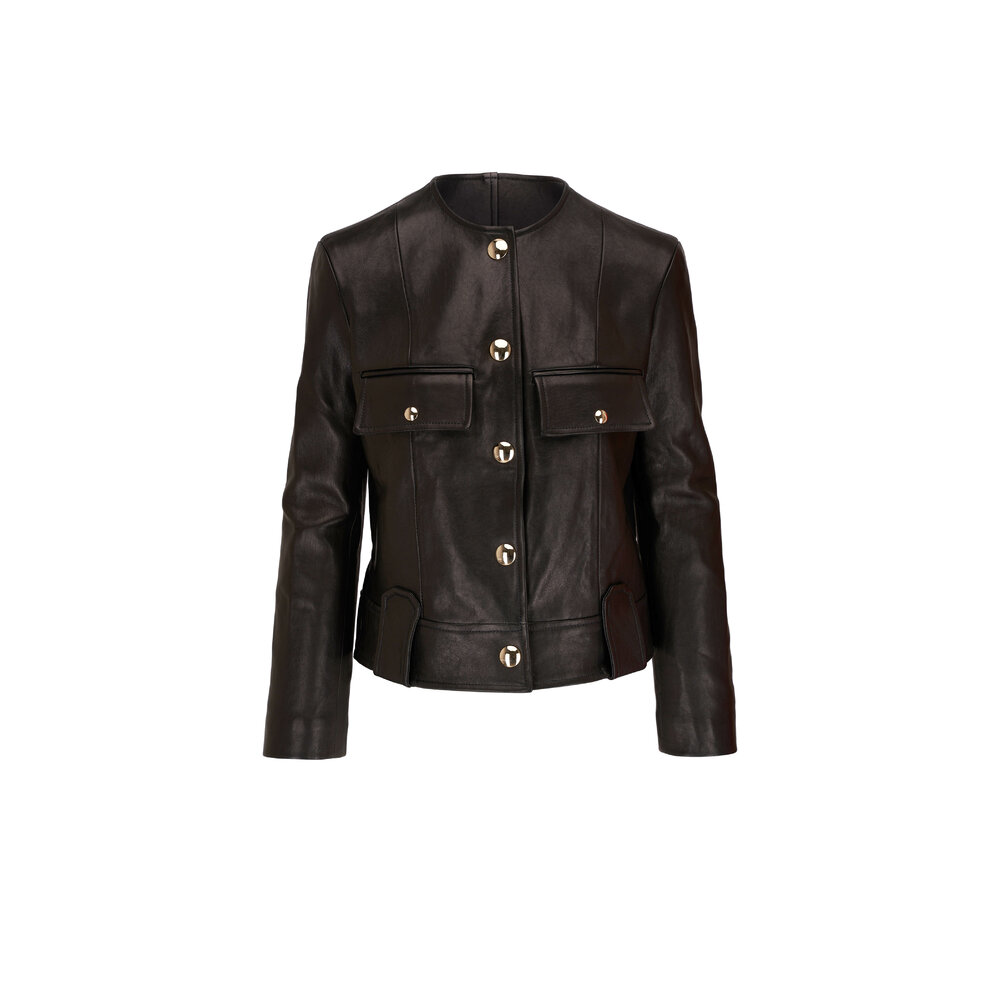 The Herman Jacket in Brown Python-Embossed Leather– KHAITE