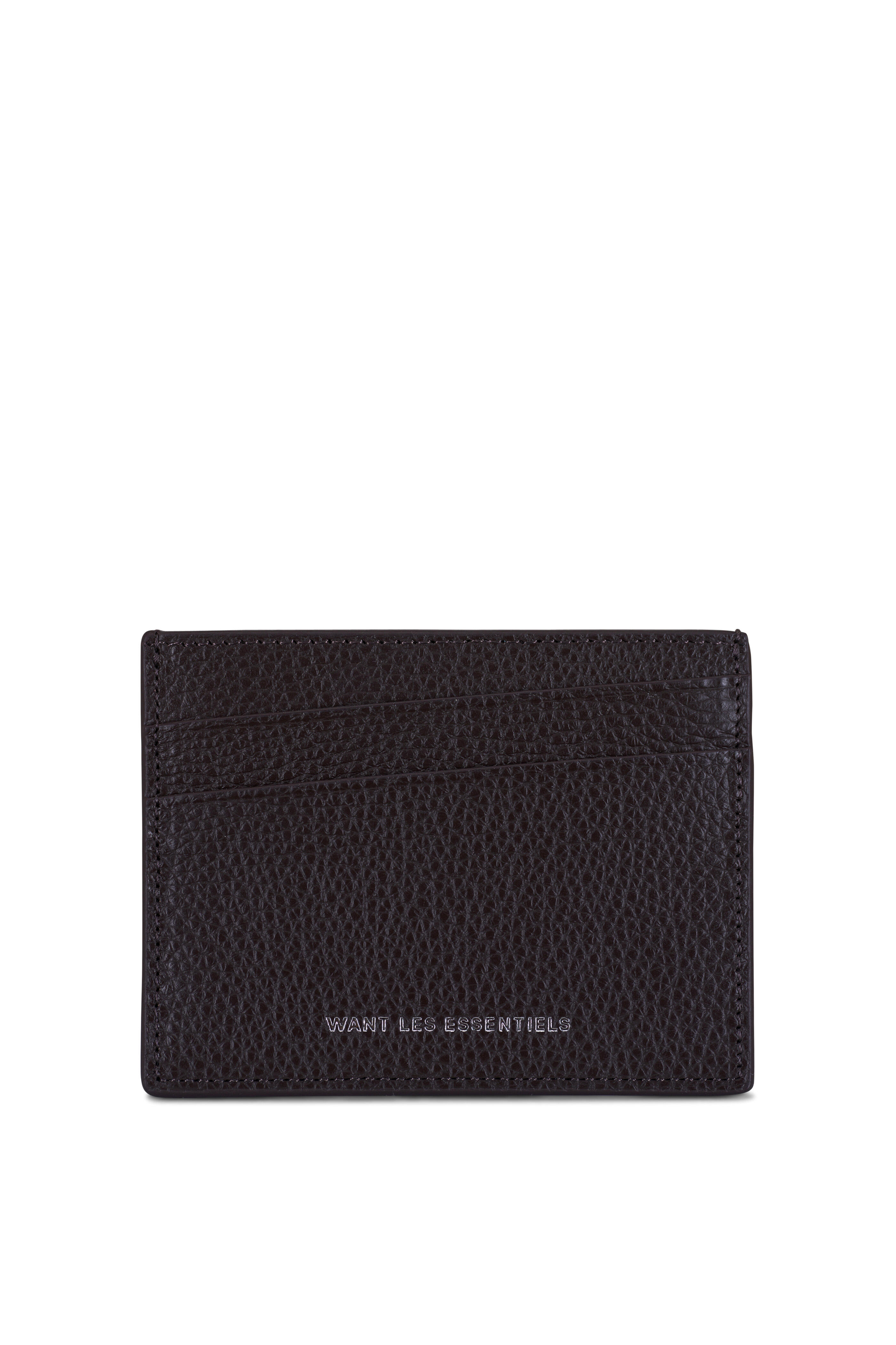 Want Les Essentiels - Benin Dark Brown Pebbled Leather Wallet