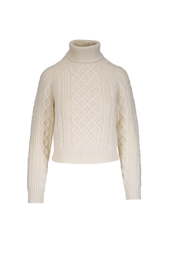 Nili Lotan Ezren Ivory Cable Knit Sweater - view 1