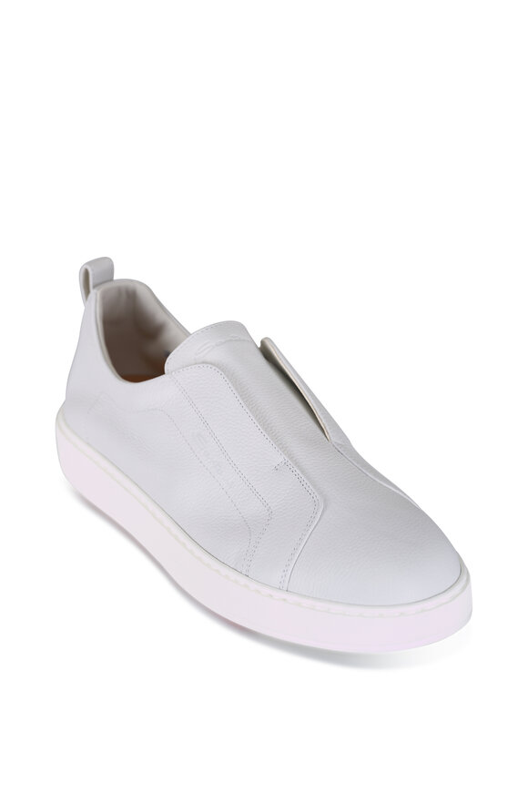 Santoni Victory White Leather Mid Top Slip On Sneaker - view 1