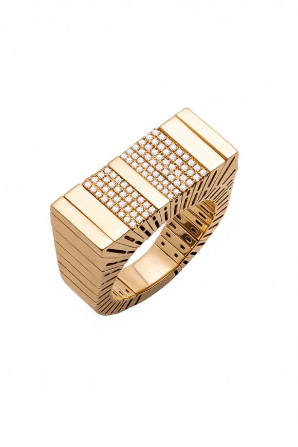 Peruffo 18k Yellow Gold Blocks Square Diamond Ring - view 1