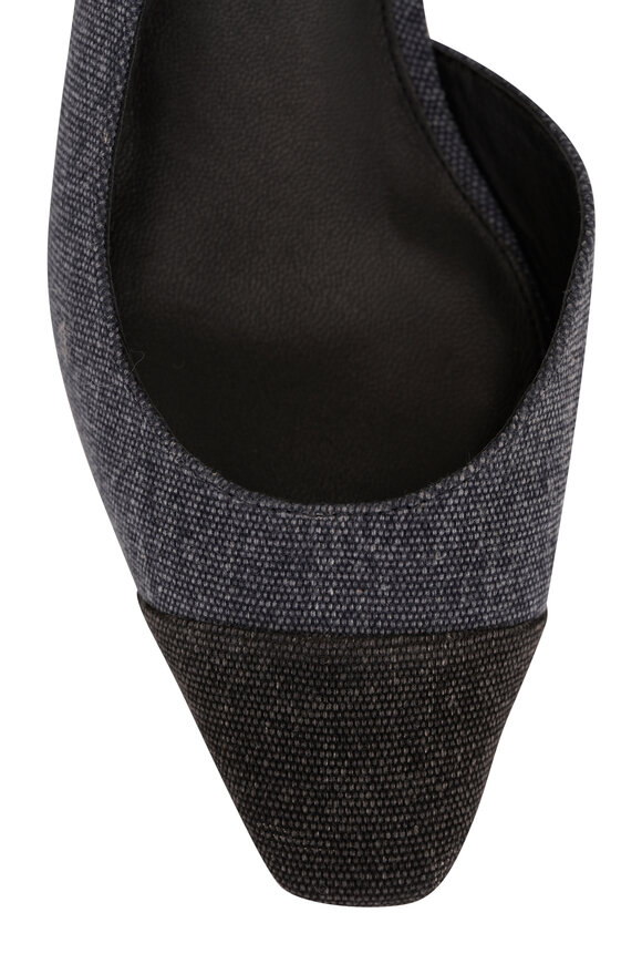 Veronica Beard - Cecile Blue & Black Denim Cap-Toe Slingback, 30mm