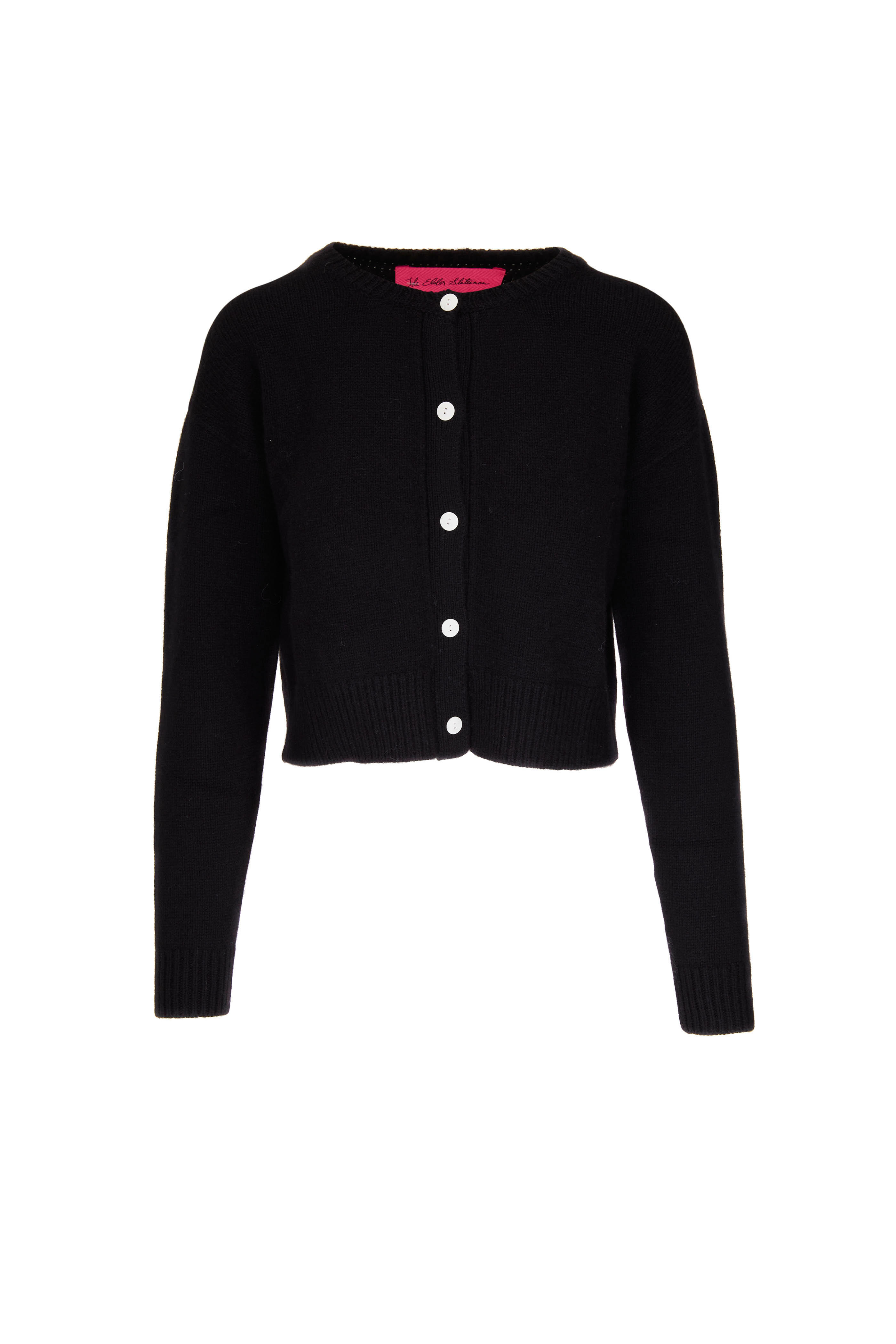 The Elder Statesman - Black Plaited Crew Cardigan