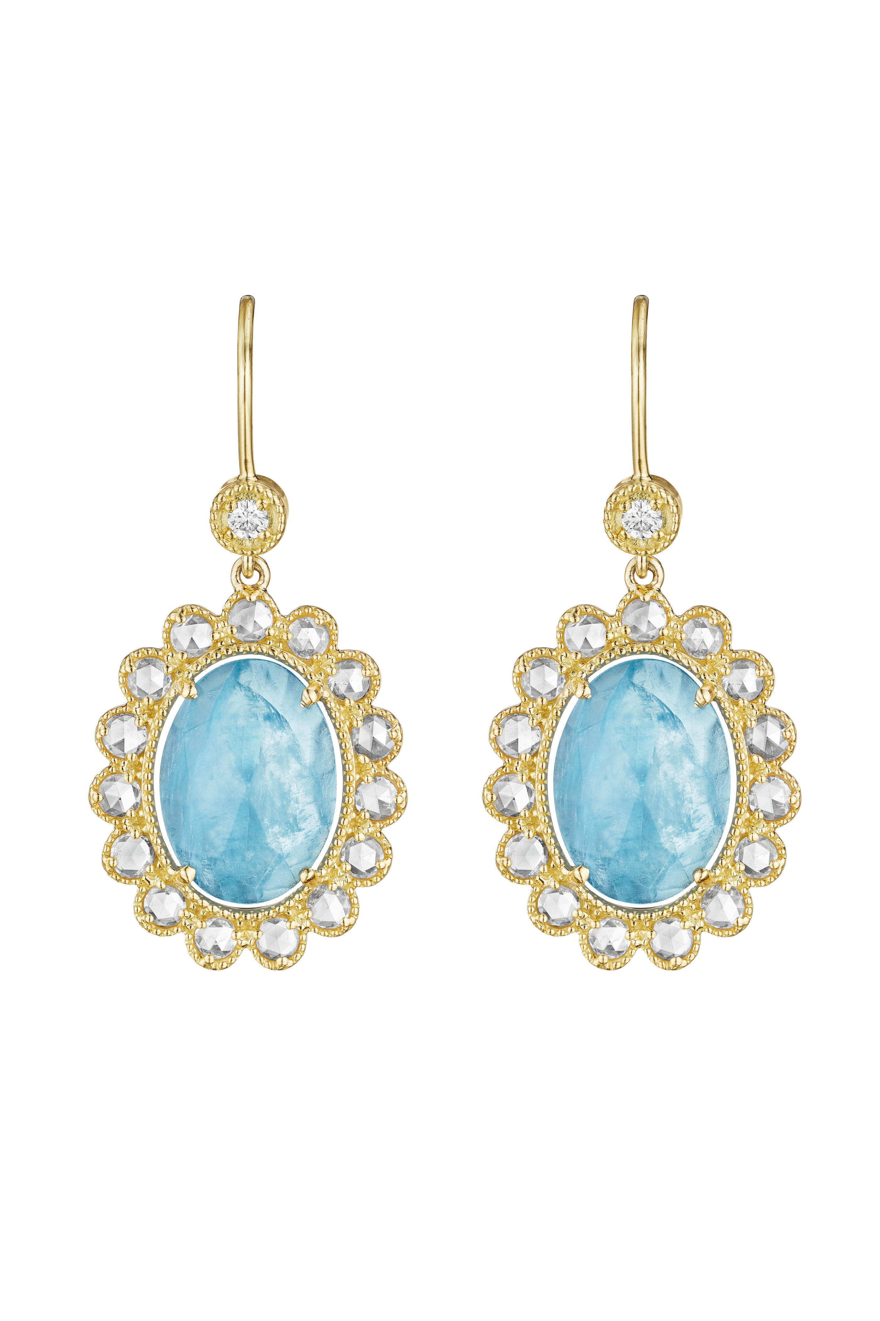 Penny Preville - Gold Aquamarine Dangle Earrings