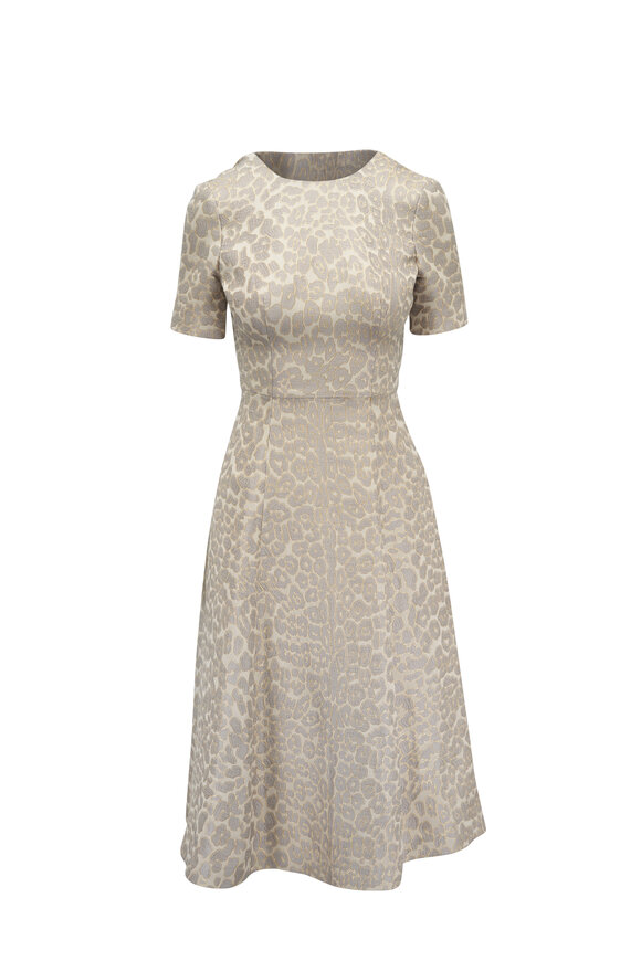 Adam Lippes Eloise Pale Gray Multi Italian Jacquard Dress