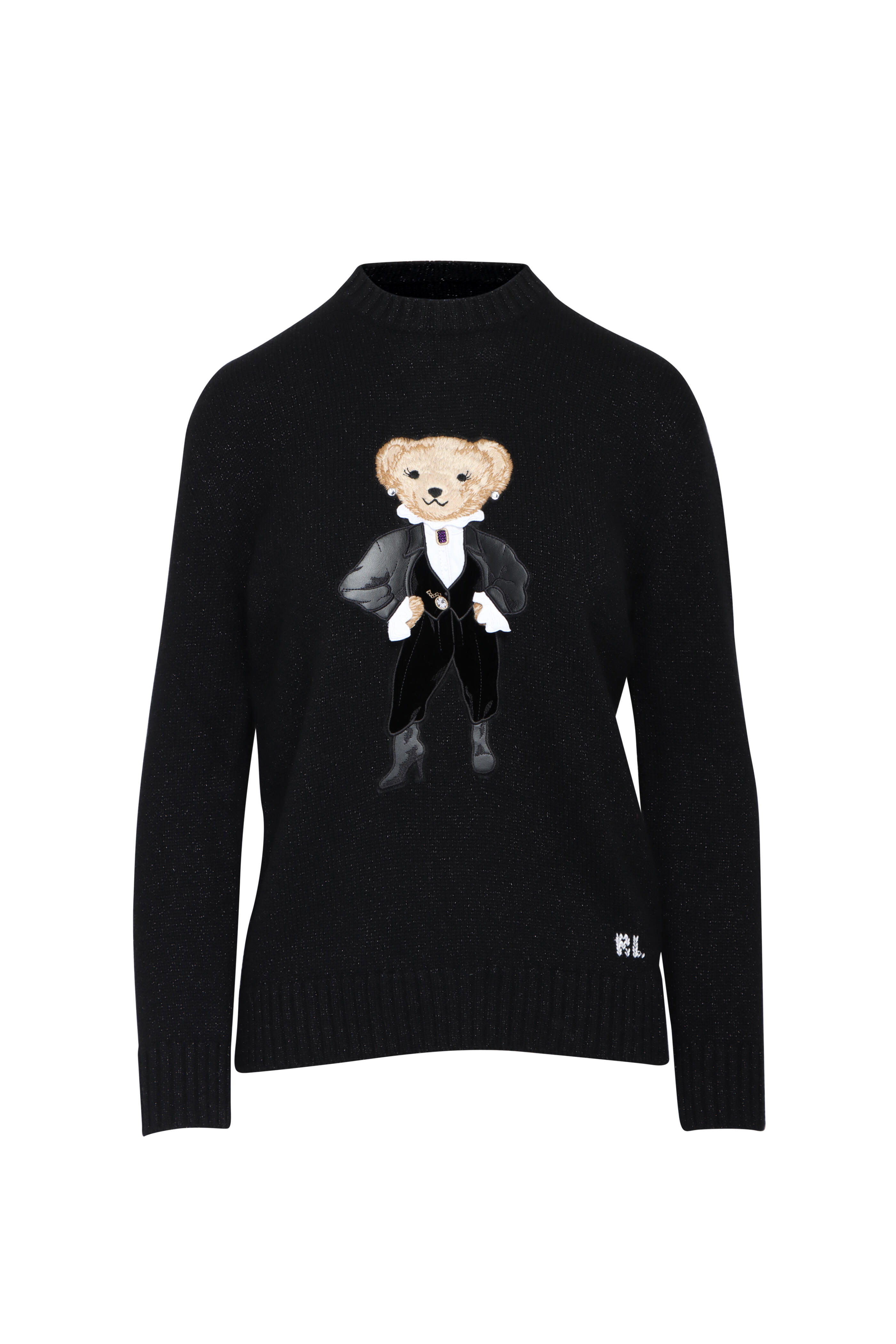 Ralph Lauren - Metallic Black Holiday Polo Bear Sweater