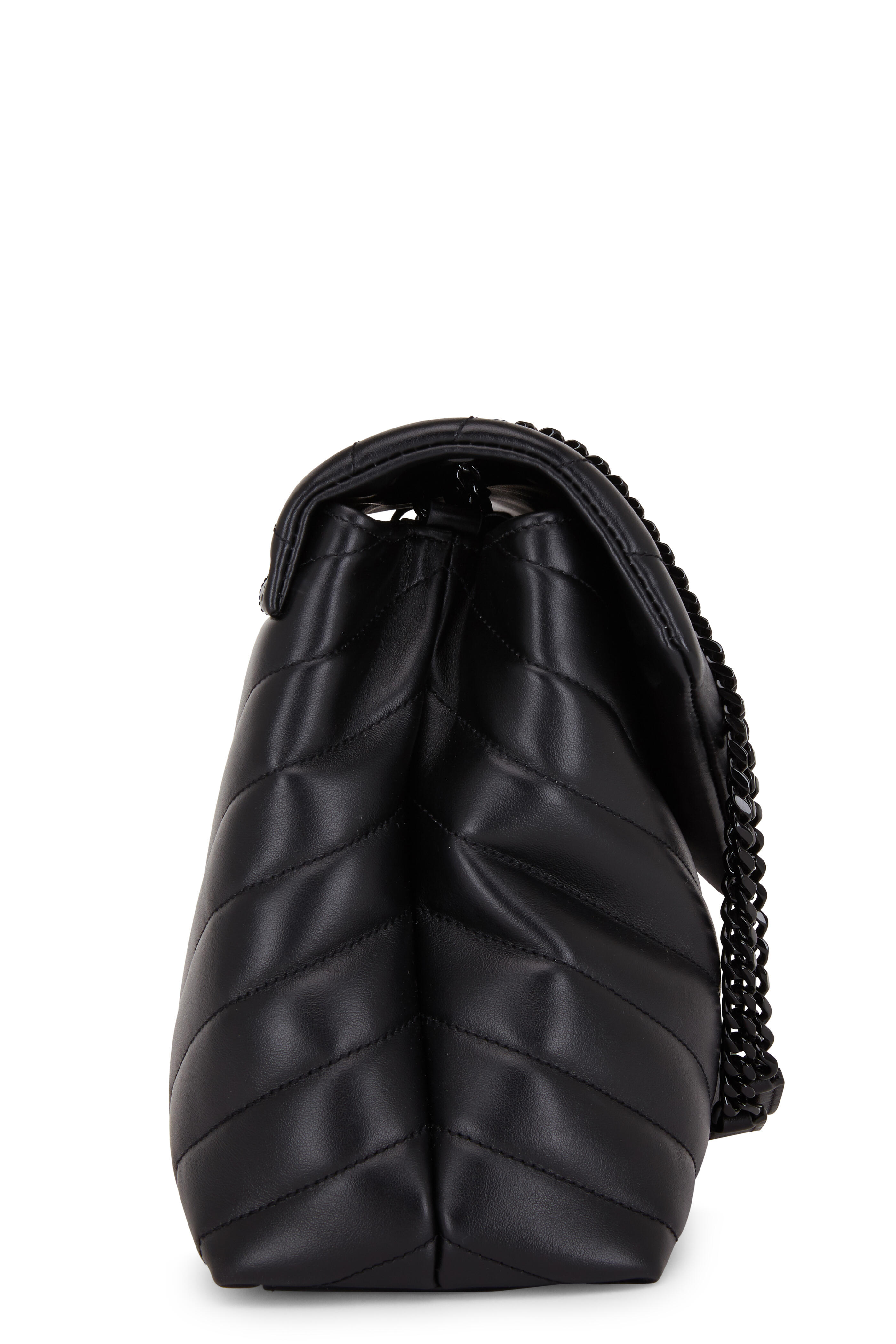 Saint Laurent Loulou Shoulder Bag in Black Chevron Quilted Leather