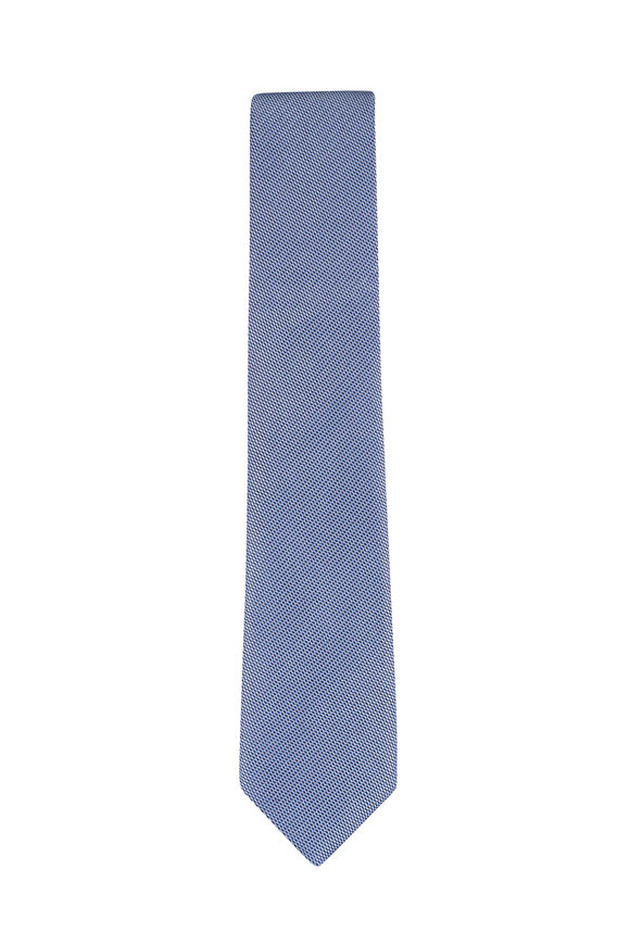 Brioni Sky Blue Micro Motif Jacquard Silk Necktie