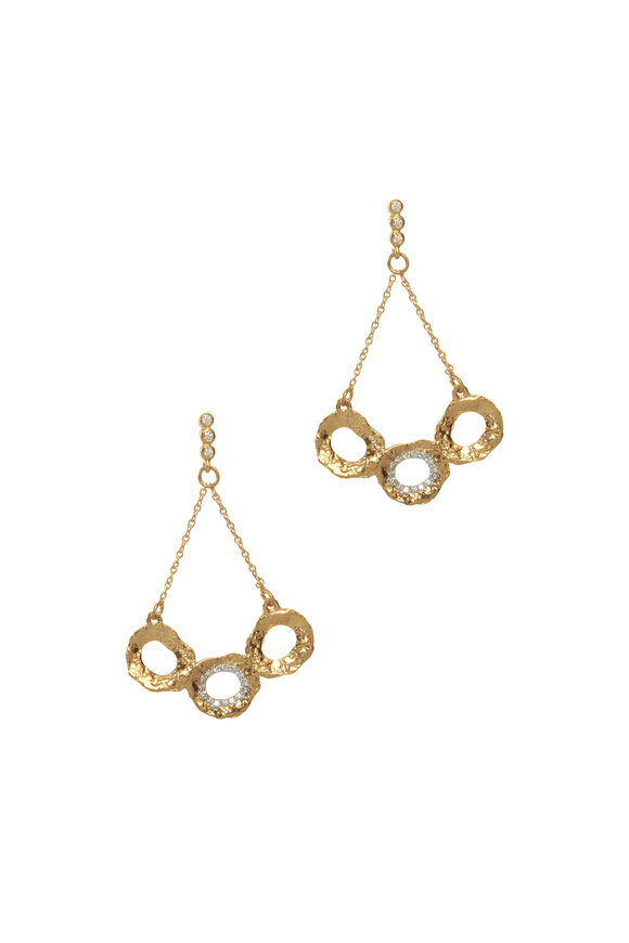 Coomi - 20K Yellow Gold Diamond Triple Flower Earrings