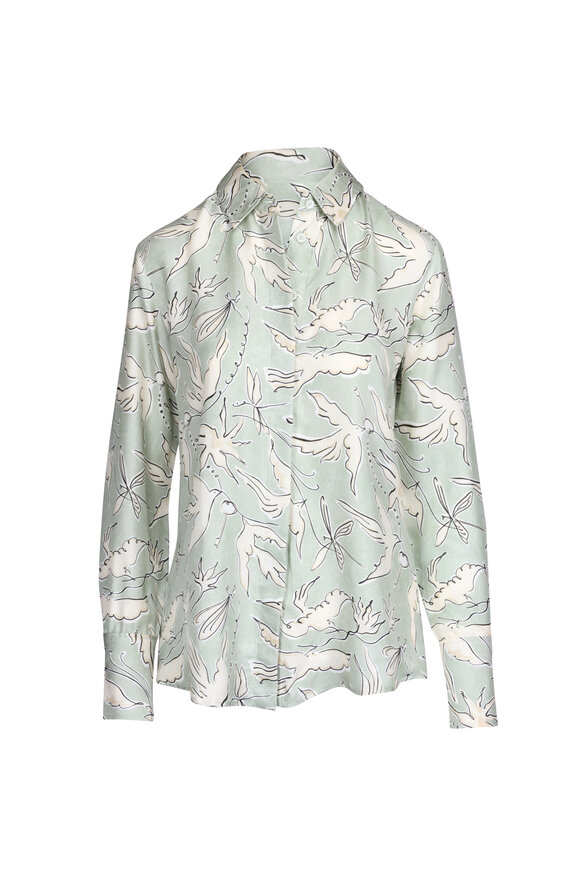 Altuzarra Chika Sage Silk Printed Top - view 1