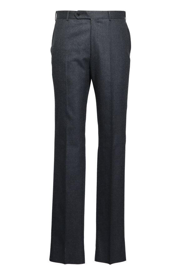 Belvest Anthracite Single Pleat Wool Dress Pant