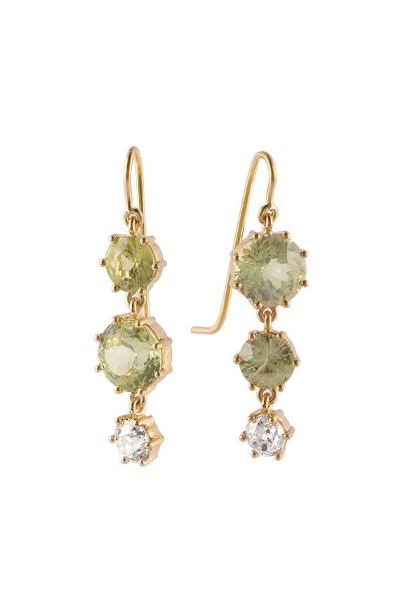 Sylva & Cie Chrysoprase & Diamond Trip Earrings