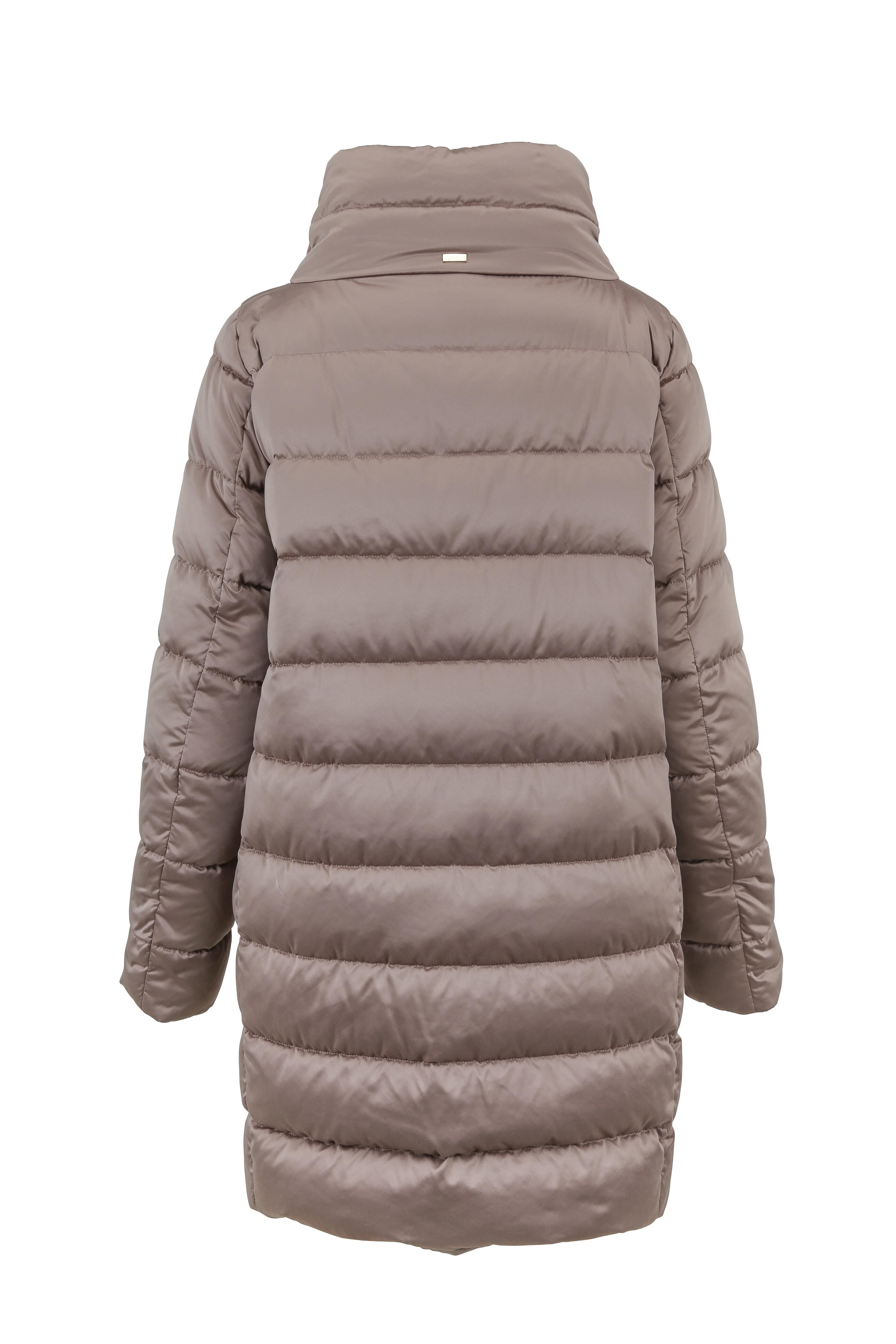 Herno - Taupe Satin Quilted Cocoon Coat