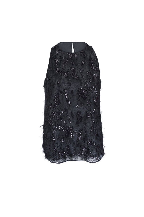 Brunello Cucinelli Dark Gray Sequin Organza Tank - view 1