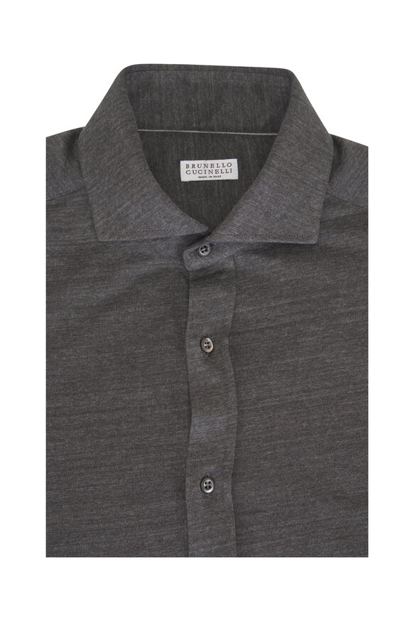 Brunello Cucinelli Gray Jersey Knit Sport Shirt