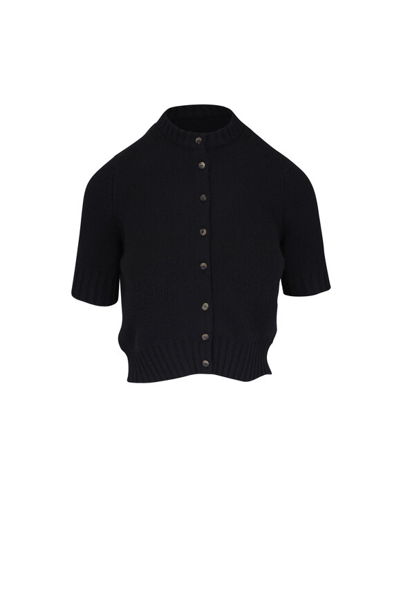 Khaite Nora Black Cropped Cashmere Cardigan