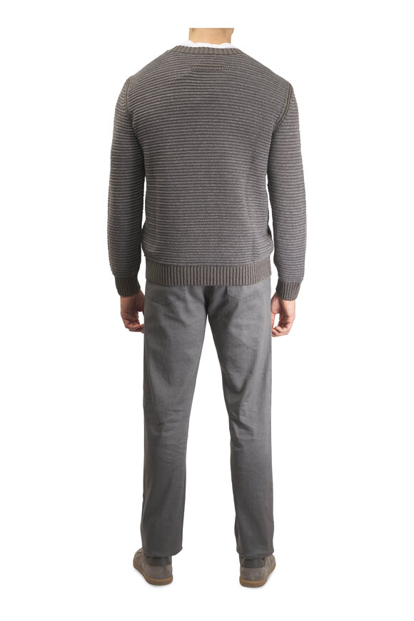Zegna Brown Silk, Linen & Cashmere Jacquard Sweater - view 4