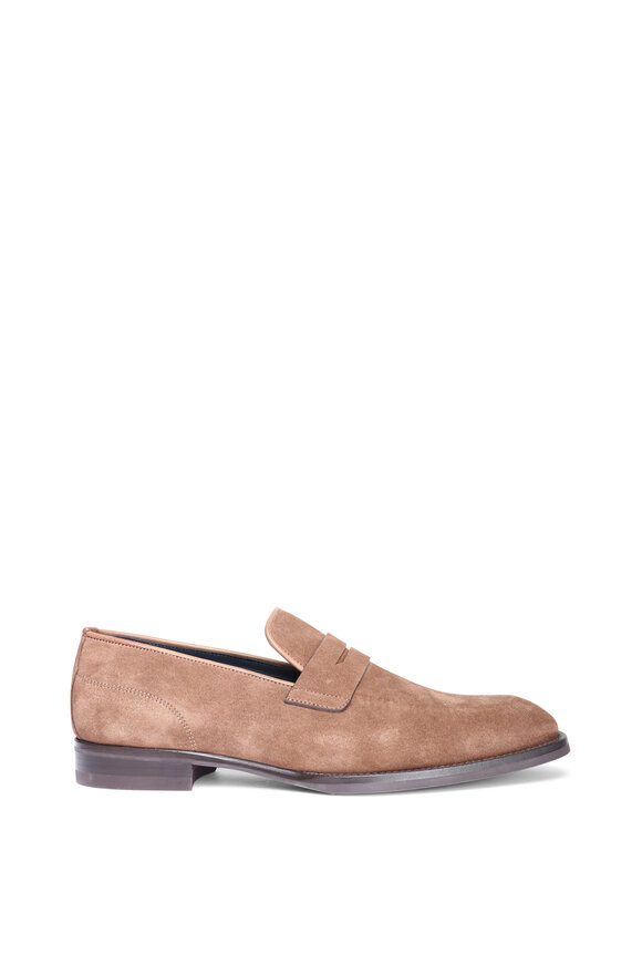 Trask - Sheldon Gray English Suede Penny Loafer | Mitchell 
