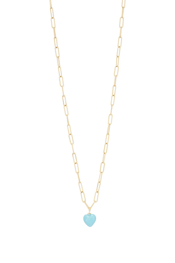 Cristina V. Turquoise Heart Safety Pin Chain Pendant Necklace - view 1