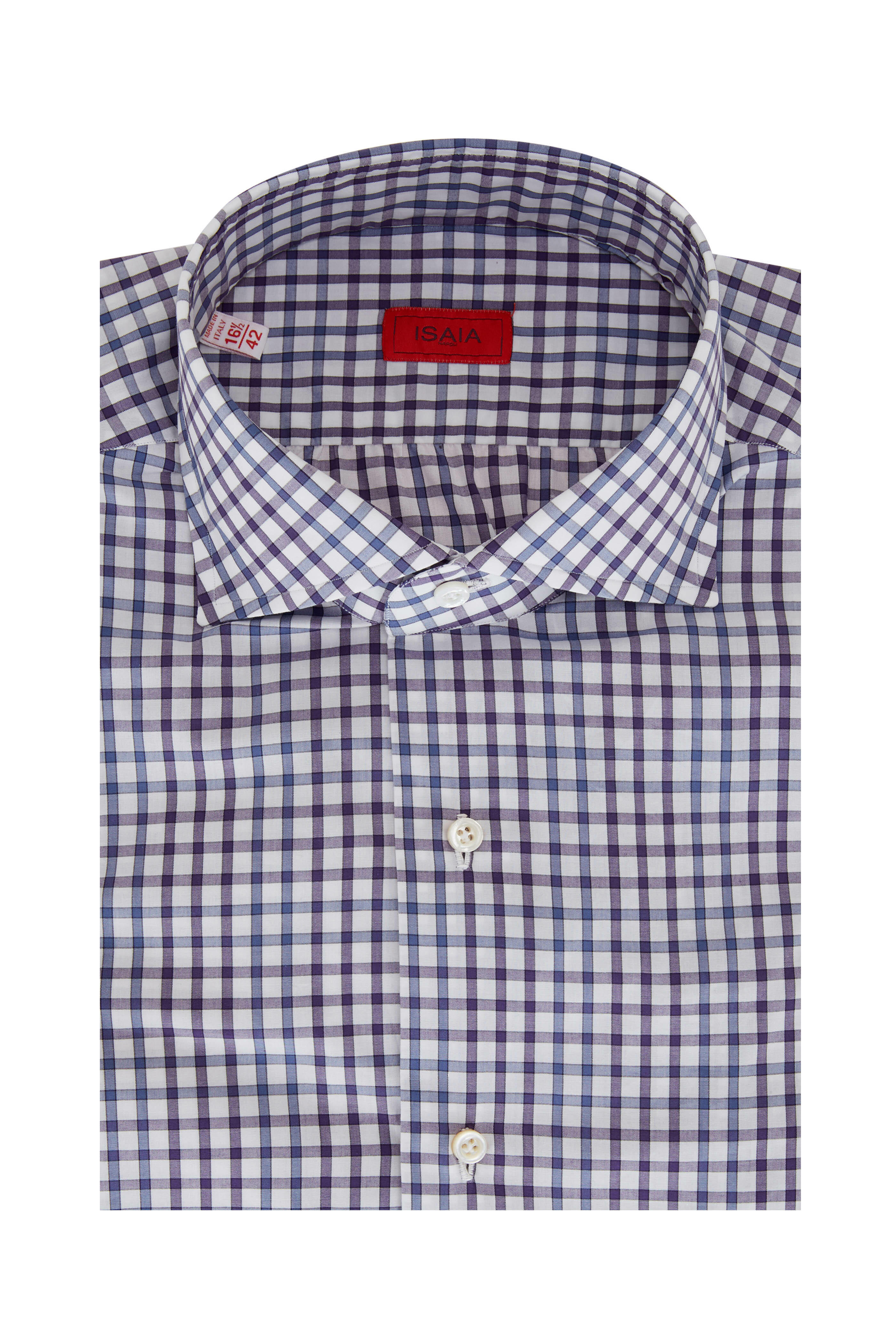 Isaia - Navy & White Check Sport Shirt