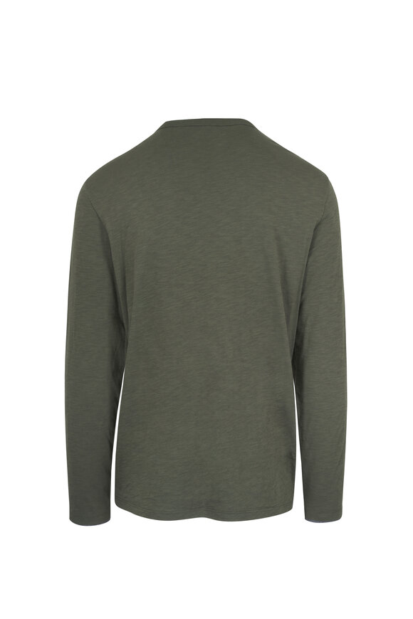 Vince Dark Green Cotton Double Layer Long Sleeve T-Shirt - view 4
