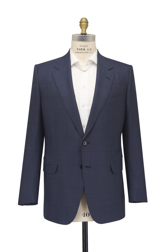 Zegna 15MILMIL15 Navy Blue Tonal Plaid Wool Suit - view 2