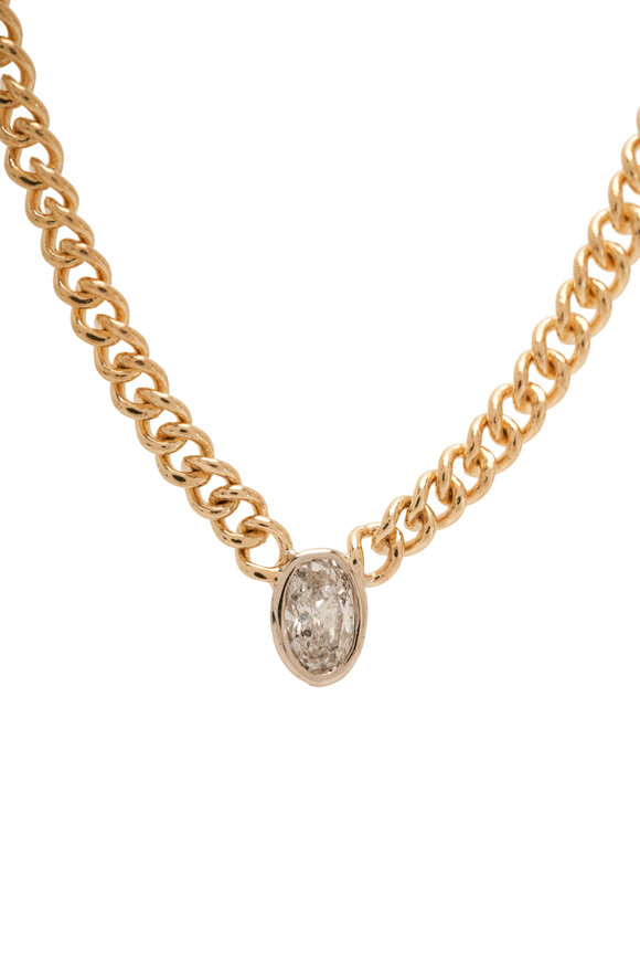 Genevieve Lau - 14K Oval Diamond Curb Chain Necklace