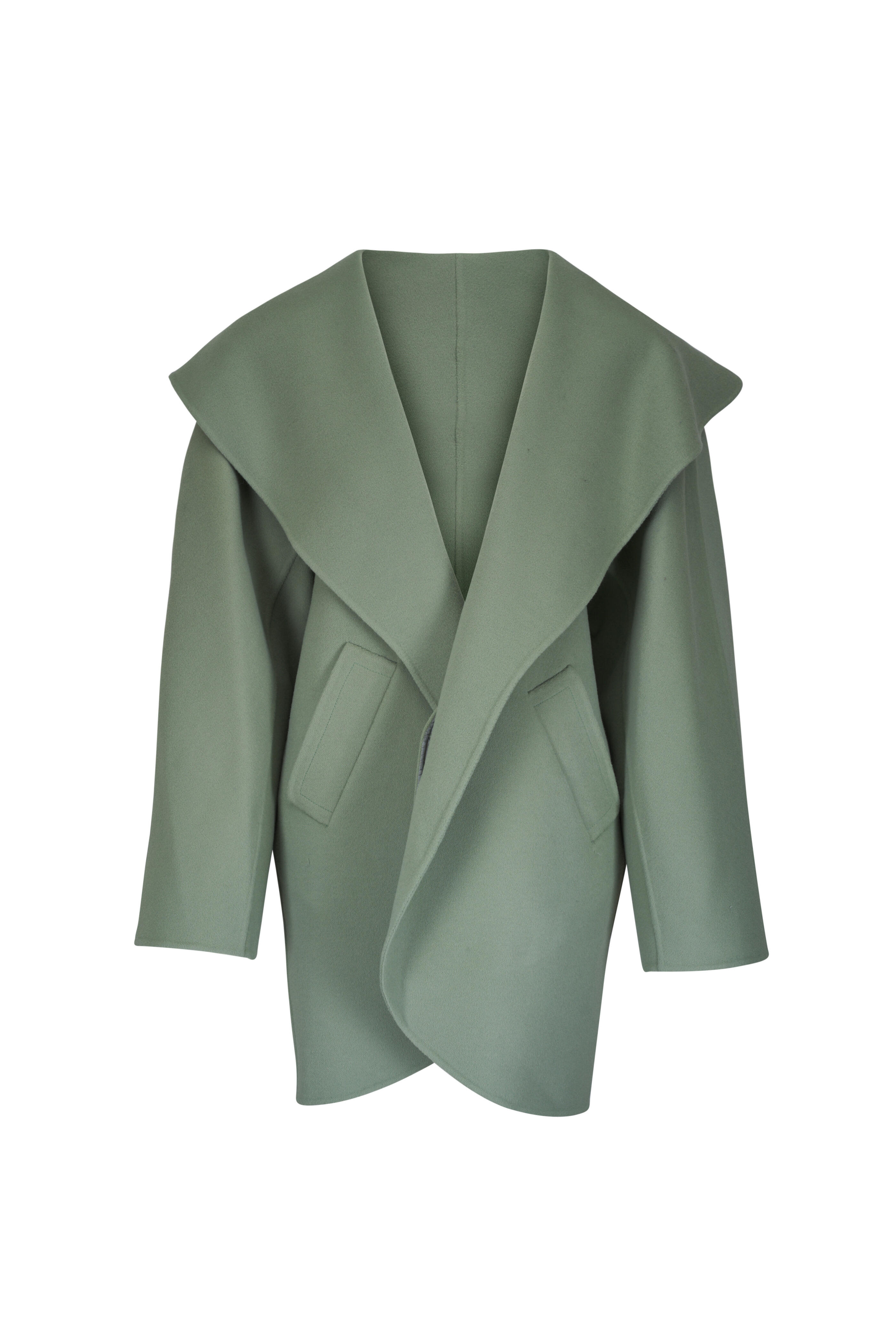 Michael Kors Collection - Celadon Melton Wool Shawl Collar Clutch Coat