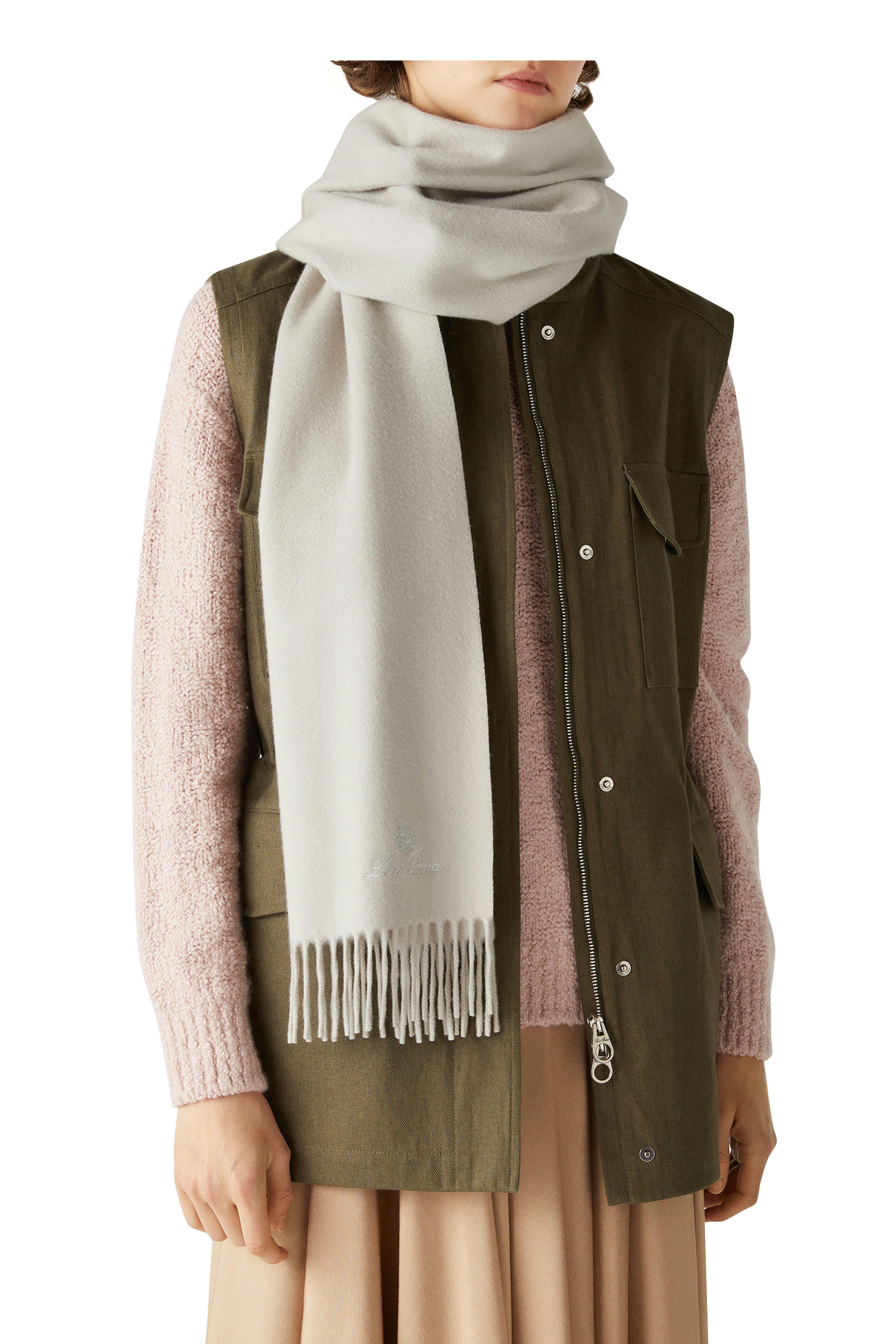 Loro Piana - Sciarpa Grande Unita Gray Scarf | Mitchell Stores