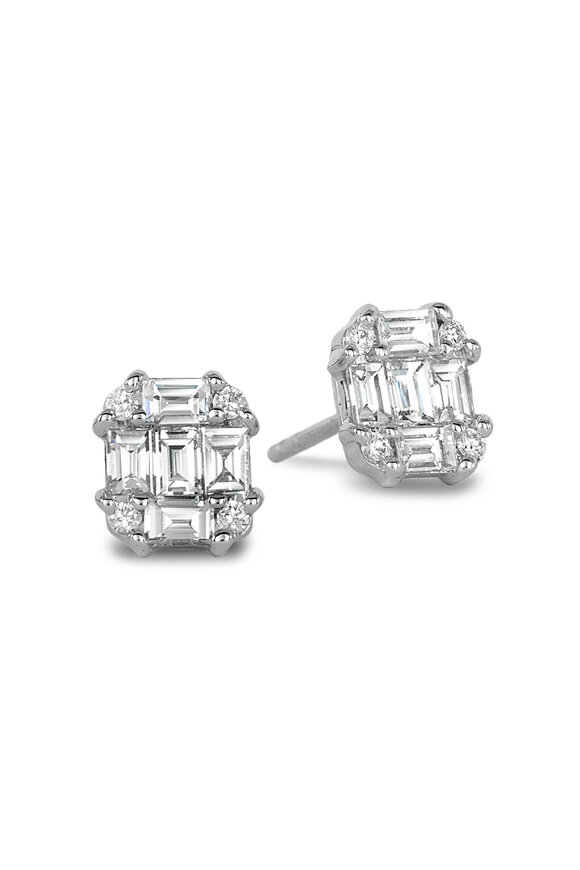 Nam Cho 18-Karat Invisibly Set Diamond Cluster Studs