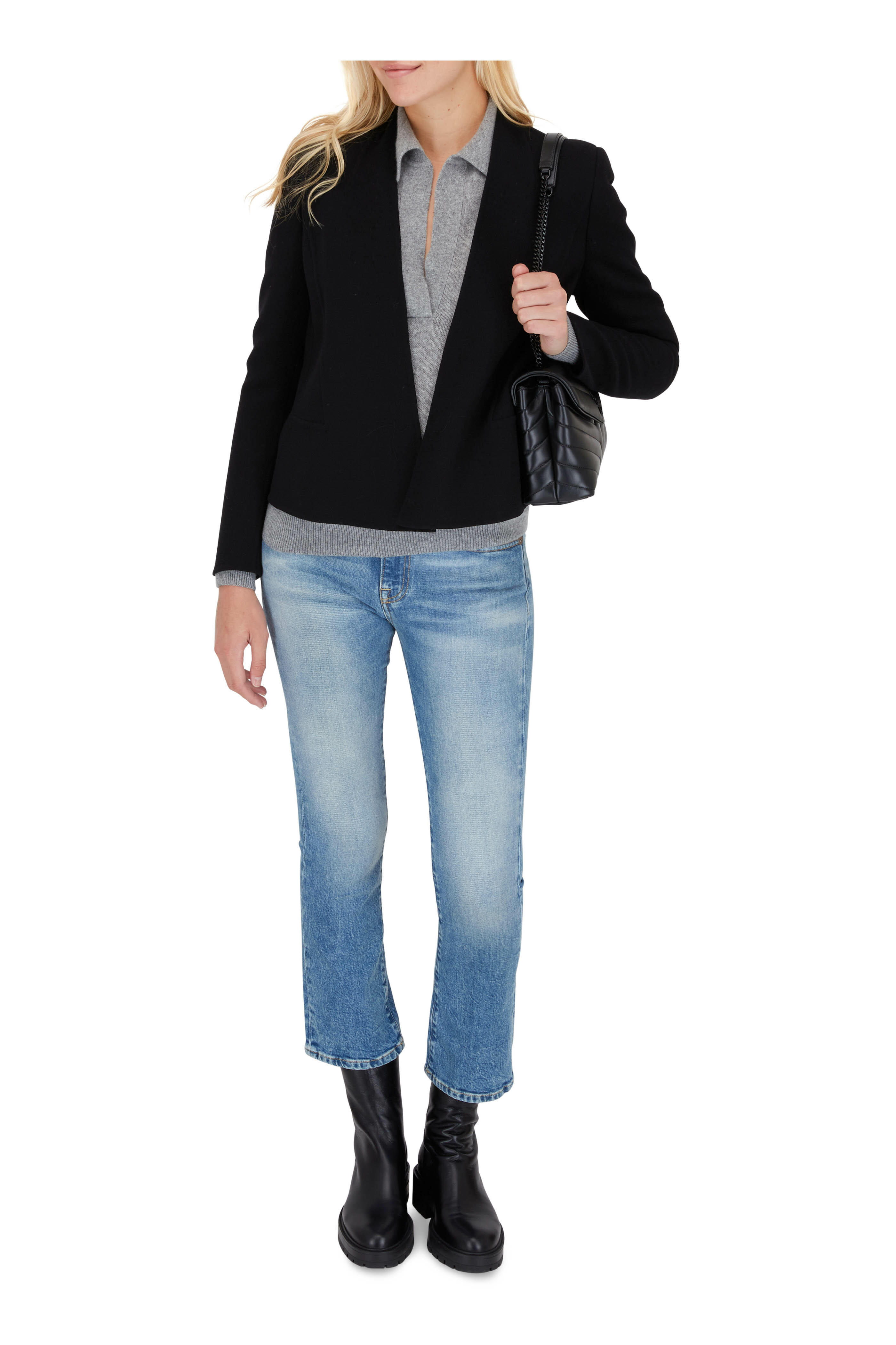 Aquazzura - St. Honore Black Leather Combat Boot