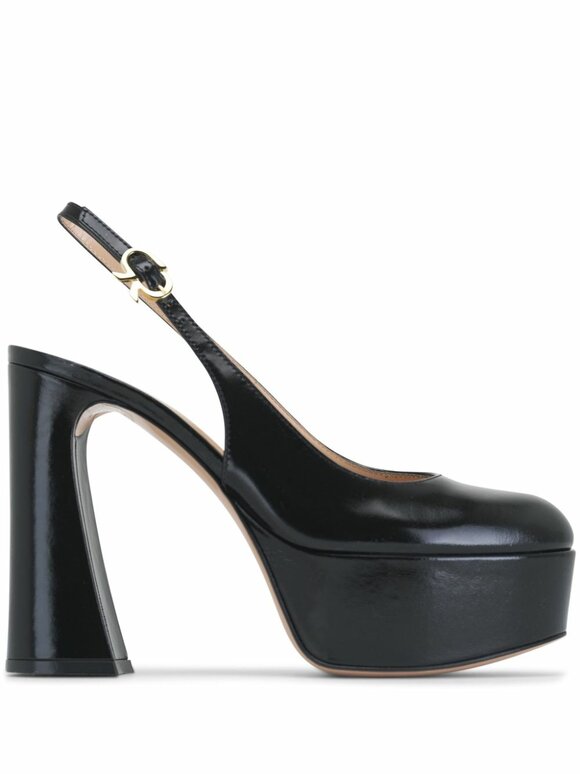 Gianvito Rossi - Black Leather Chunky Heel, 120mm